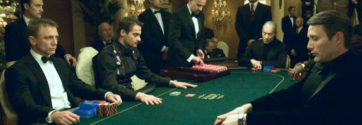 James bond plays at the casino.