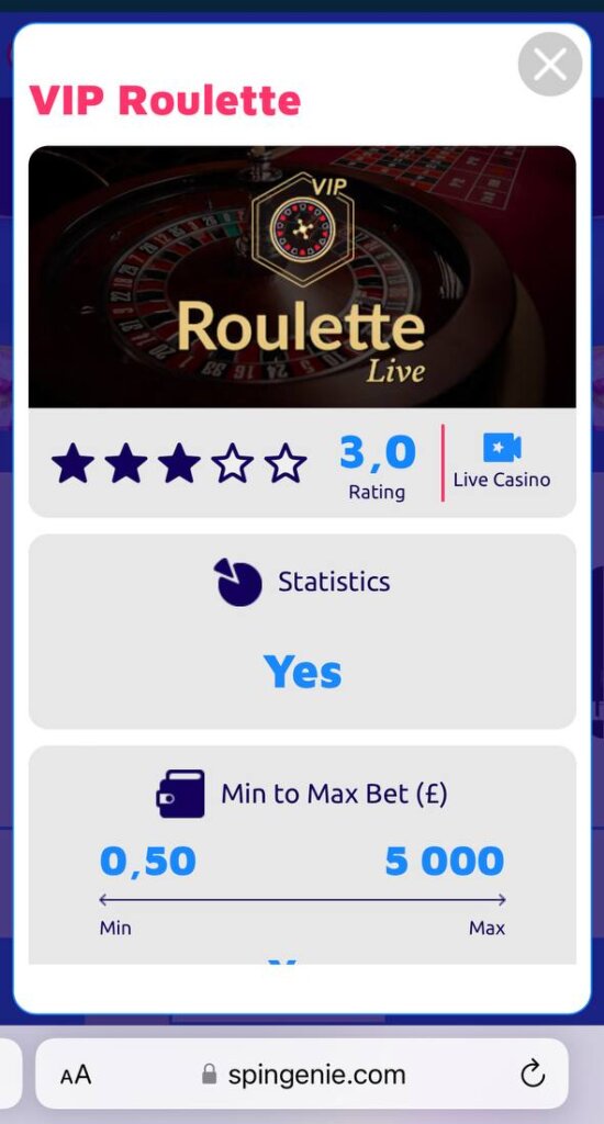 Roulette for smartphones & tablets