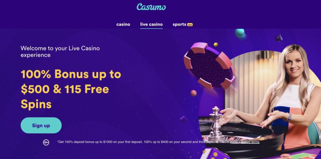 Casumo Casino's bonuses for Canadian players