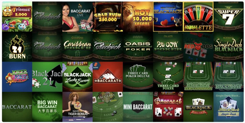 ICE Casino's games. Table games
