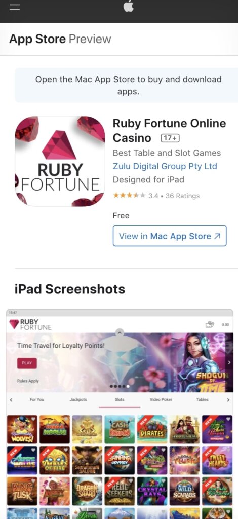 Ruby Fortune on AppStore