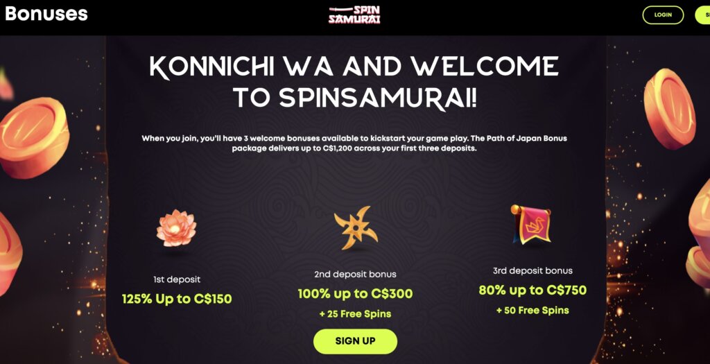 Spin Samurai Casino bonuses
