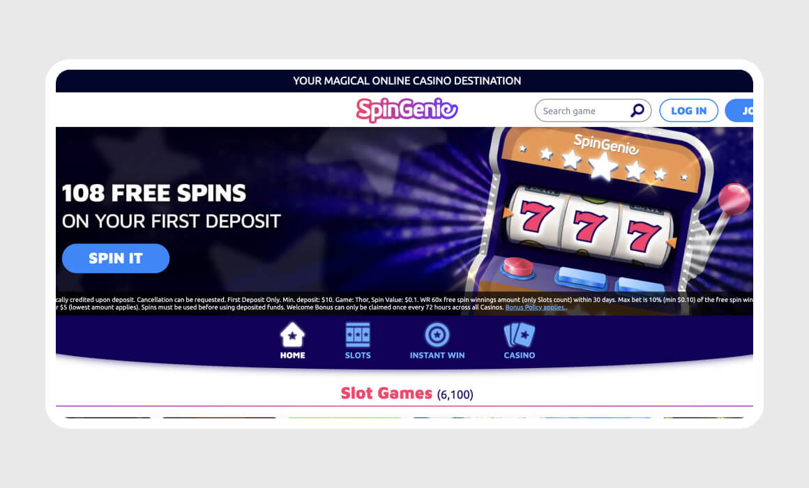 SpinGenie Casino Website